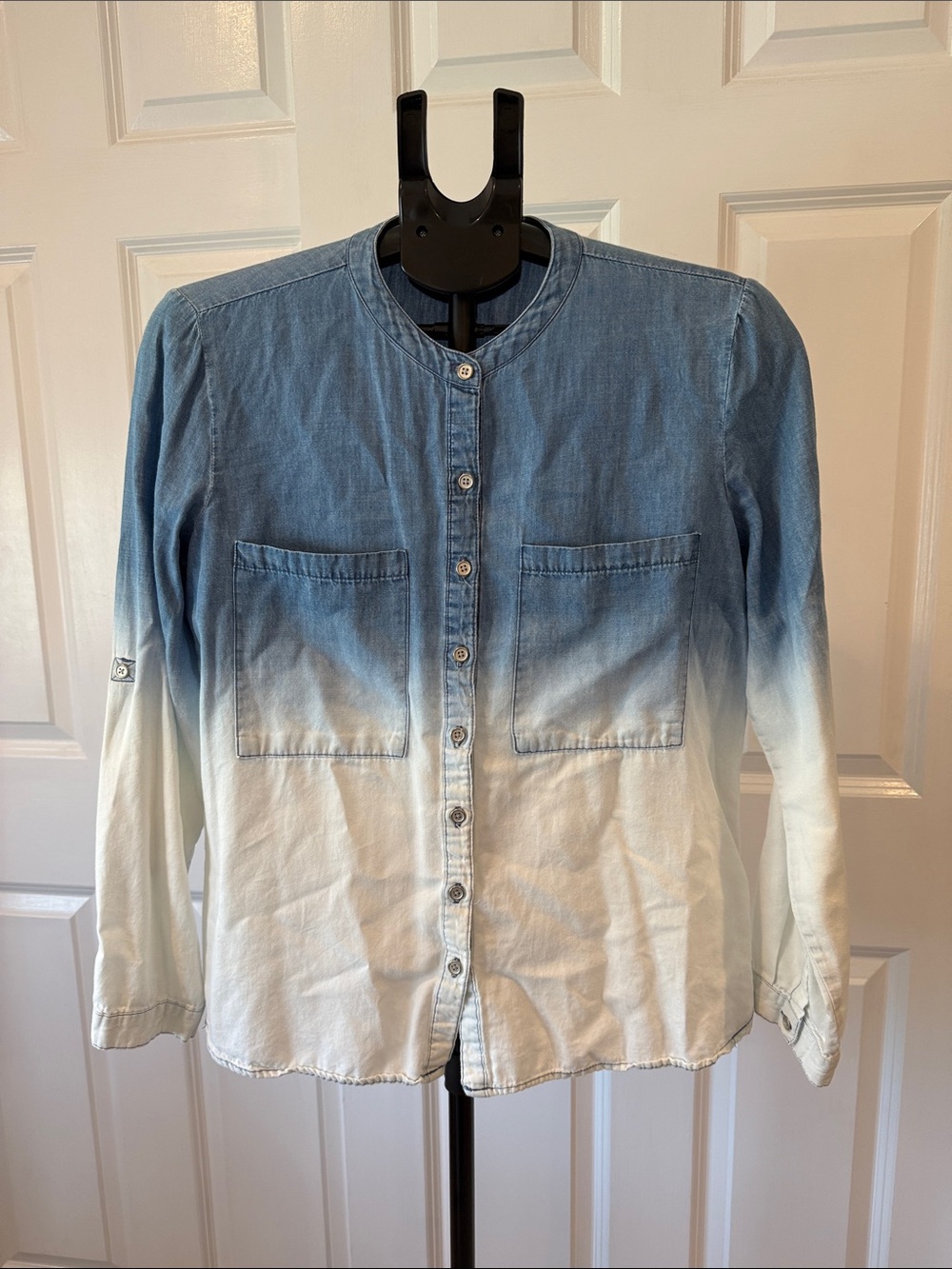 Denim Ombre Button-Front Shirt - Light Blue & White